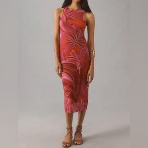 Farm Rio Tulle Midi Dress - Endless Summer Red
